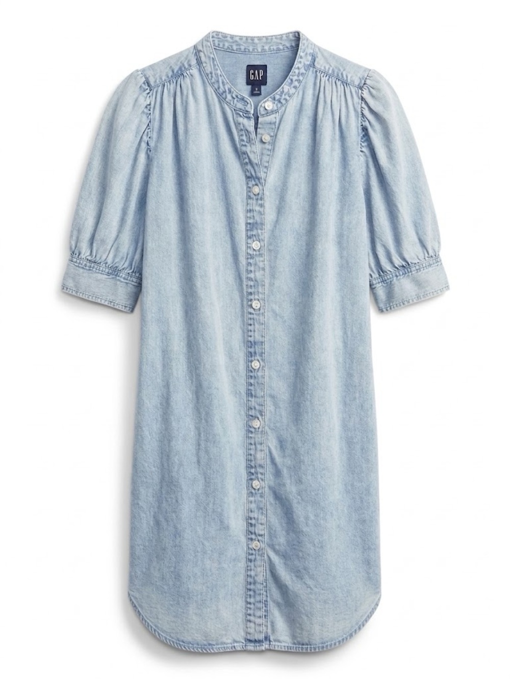 GAP Light Wash Denim Puff Sleeve Shirt Dress with Belt S